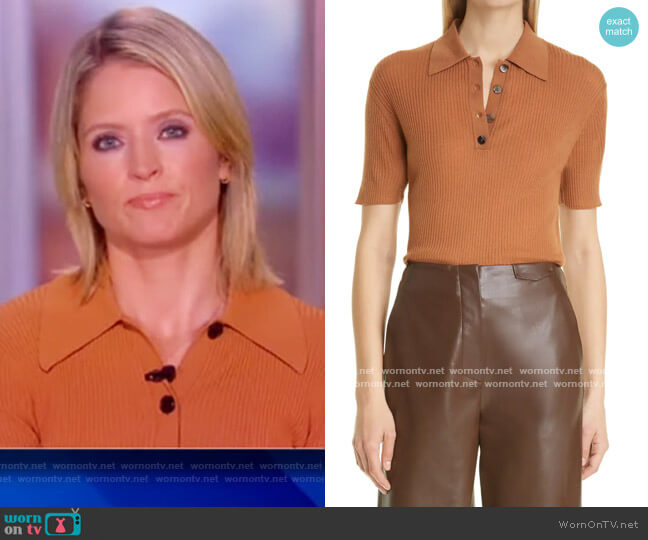 Hatti Rib Merino Wool Polo by Nanushka worn by Sara Haines on The View