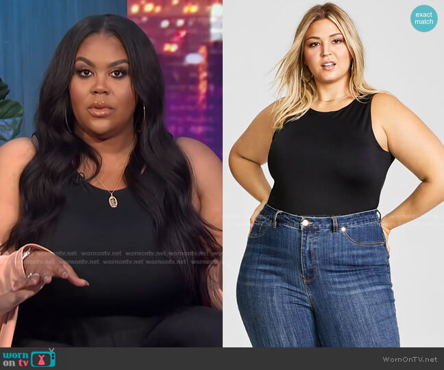 Trendy Plus Size High-Neck Tank Bodysuit by Nina Parker worn by Nina Parker on E! News