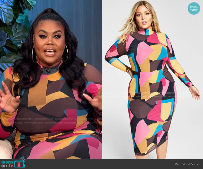 Trendy Plus Size Mock-Neck Mesh Dress by Nina Parker worn by Nina Parker on E! News