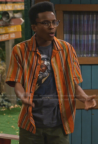 Noah's orange striped shirt on Bunkd