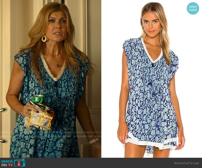 Poupette St. Barth Mila Dress in Blue Egypt worn by Nicole Mossbacher (Connie Britton) on The White Lotus