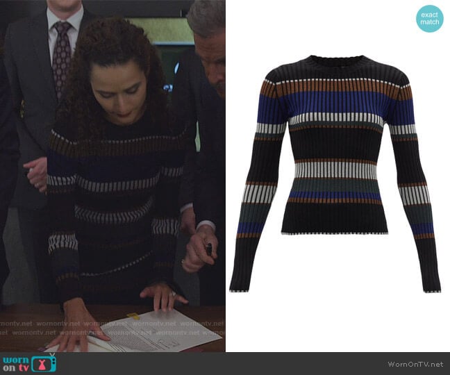 Striped Crewneck Sweater by Proenza Schouler worn by Stephanie Nogueras on The Good Fight