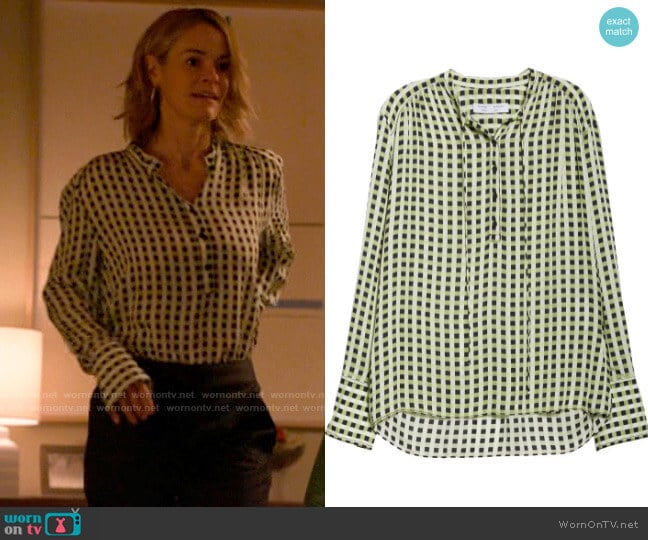 Proenza Schouler Gingham Georgette Blouse worn by Alice Pieszecki (Leisha Hailey) on The L Word Generation Q