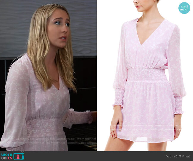 Printed Smocked Dress by Q&A worn by Josslyn Jacks (Eden McCoy) on General Hospital