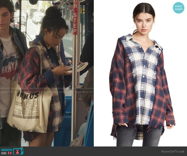 Drop Neck Combo Workshirt by R13 worn by Zoya Lott (Whitney Peak) on Gossip Girl