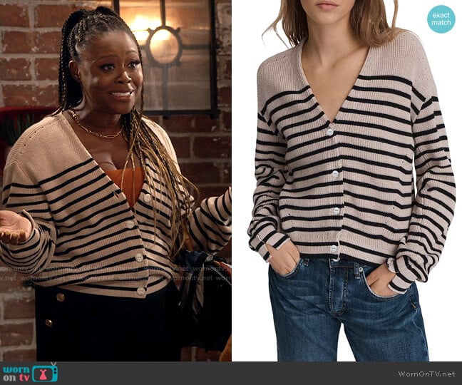 Rag & Bone Ann Striped Cardigan worn by Maeve (Lyric Lewis) on iCarly