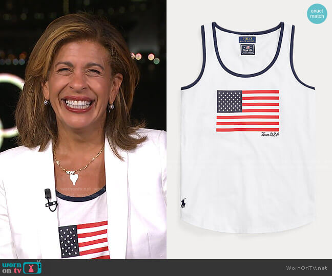 Team USA Flag Jersey Tank Top by Ralph Lauren worn by Hoda Kotb on Today