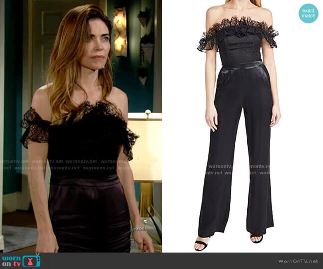 Ramy Brook Kourtney Jumpsuit worn by Victoria Newman (Amelia Heinle) on The Young and the Restless