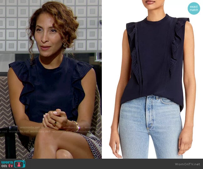 Rebecca Taylor Sleeveless Pintuck Blouse worn by Lily Winters (Christel Khalil) on The Young and the Restless