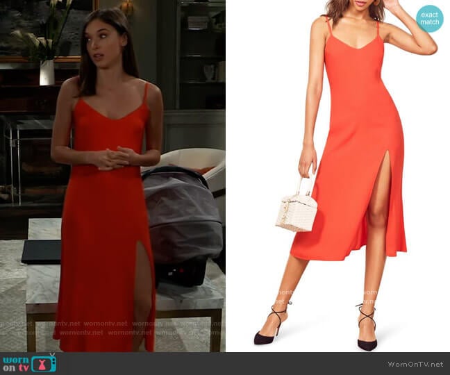 Crimini Slipdress by Reformation worn by Willow Tait (Katelyn MacMullen) on General Hospital