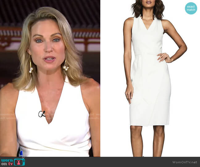 Macy Belted Faux Wrap Dress by Reiss worn by Amy Robach on Good Morning America