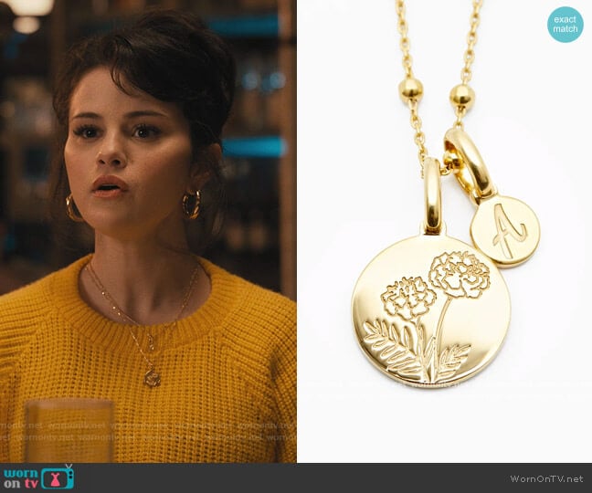 Marigold October Flower Necklace - Dainty by Rellery worn by Mabel Mora (Selena Gomez) on Only Murders in the Building