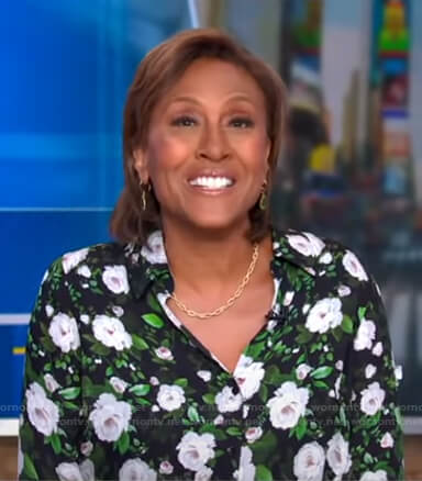 Robin’s black floral blouse on Good Morning America