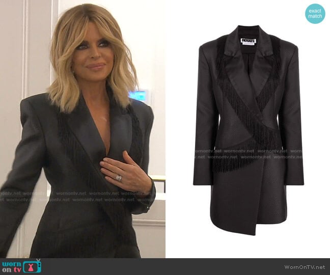 Shannon Fringed Blazer Dress by Rotate worn by Lisa Rinna on The Real Housewives of Beverly Hills