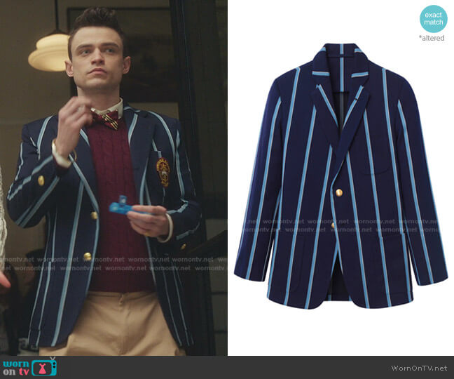 1980 Stripe Blazer by Rowing Blazers worn by Maximus Wolfe (Thomas Doherty) on Gossip Girl