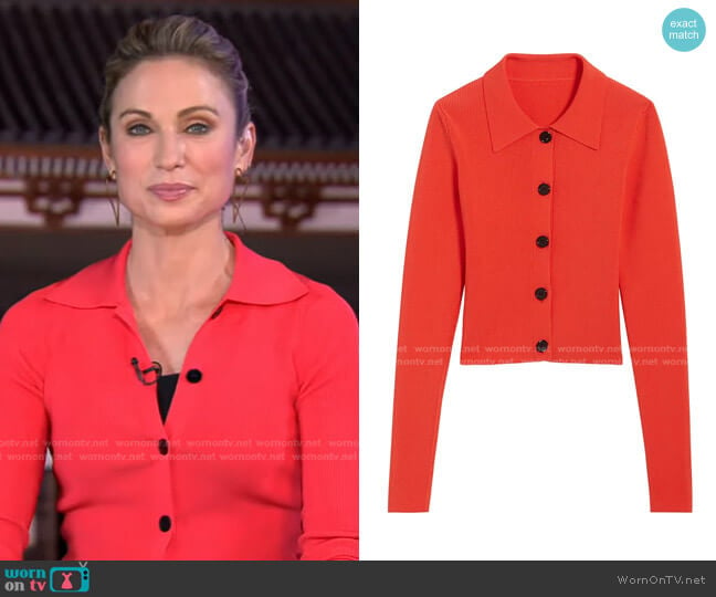 Francoise Cardigan by Sandro worn by Amy Robach on Good Morning America