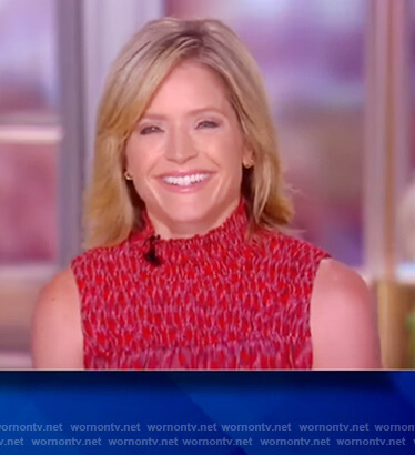 Sara's red sleeveless smocked top on The View