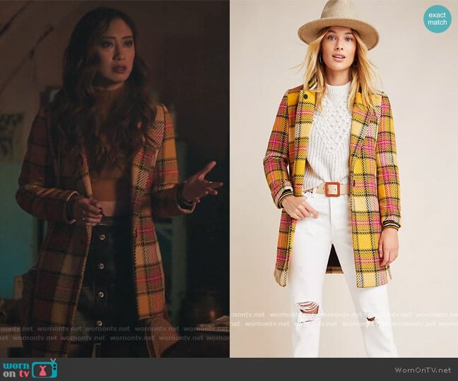 Ascot Plaid Coat by Scotch and Soda worn by Phoebe Miu on Riverdale