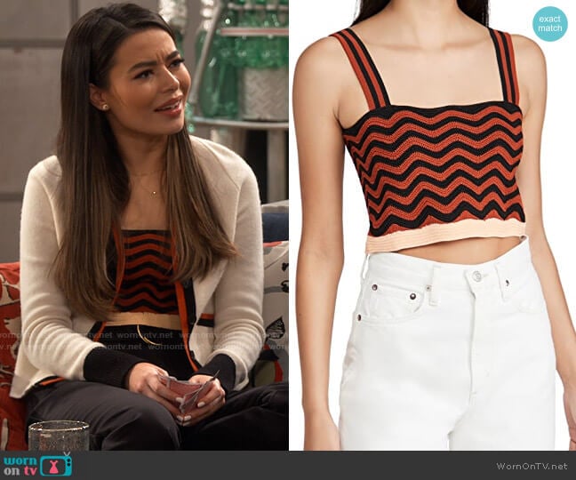 Scotch & Soda Crochet Crop Tank worn by Carly Shay (Miranda Cosgrove) on iCarly