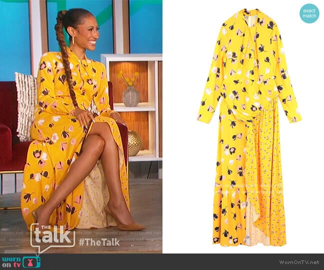 Floral Twist Neck Maxi Dress by Self Portrait worn by Elaine Welteroth on The Talk