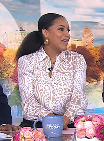 Sheinelle’s white animal print blouse on Today