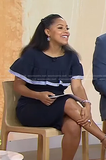 Sheinelle's navy ruffled dress on Today