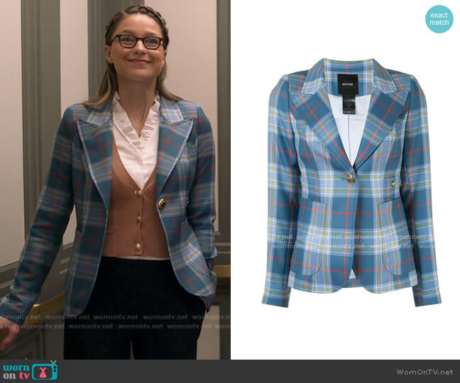 Smythe Tartan Print Blazer worn by Kara Danvers (Melissa Benoist) on Supergirl