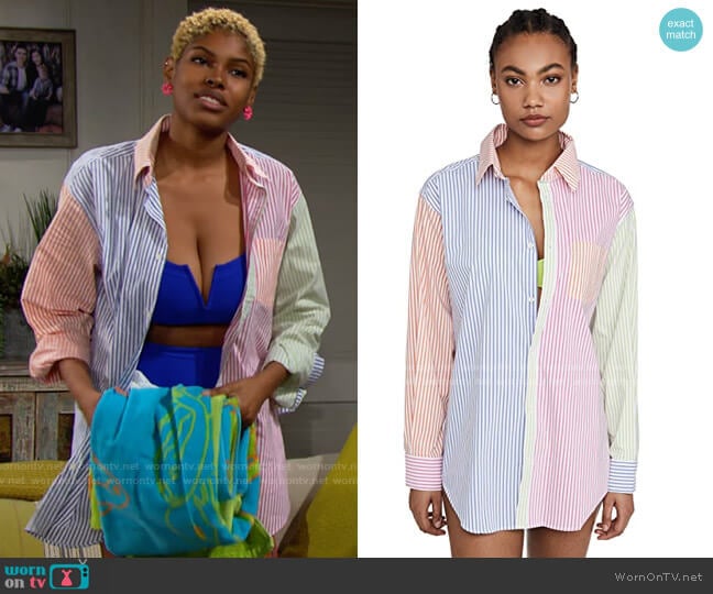 Solid & Striped Oxford Tunic Shirt worn by Paris Buckingham (Diamond White) on The Bold and the Beautiful