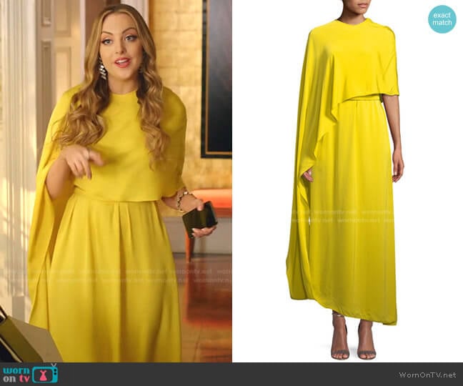 One Side Long Cape Belted Jersey Evening Gown by Stella McCartney worn by Fallon Carrington (Elizabeth Gillies) on Dynasty