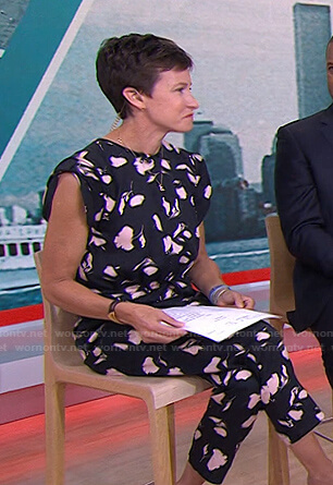 Stephanie’s black floral jumpsuit on Today