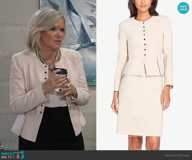 Tahari ASL Pleated Peplum Jacket worn by Ava Jerome (Maura West) on General Hospital