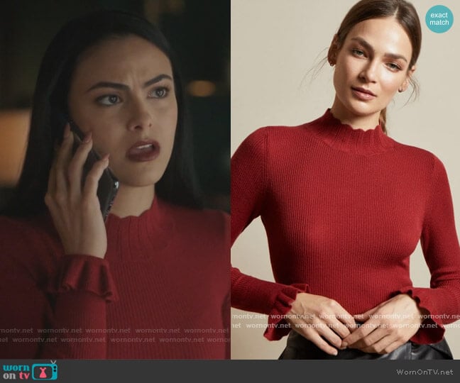 Frill Neck Ribbed Jumper by Ted Baker worn by Veronica Lodge (Camila Mendes) on Riverdale