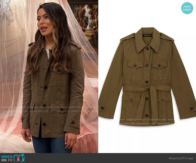 The Kooples Buttoned Pocket Khaki Jacket worn by Carly Shay (Miranda Cosgrove) on iCarly