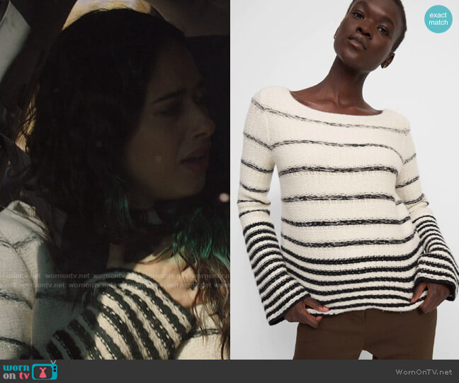 Theory Uneven Stripe Sweater in Wool-Cashmere worn by Liz Ortecho (Jeanine Mason) on Roswell New Mexico