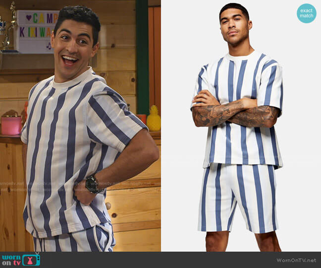 Short Sleeve Striped Sweatshirt and Shorts by Topman worn by Parker Preston (Trevor Tordjman) on Bunkd