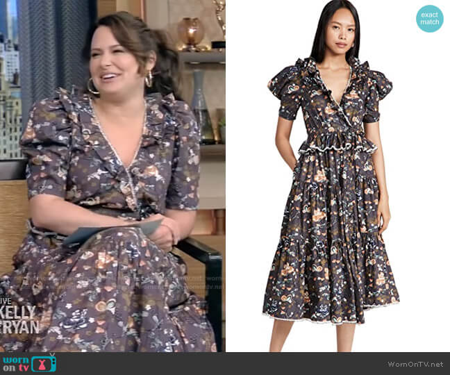 WornOnTV: Katie Lowes’s floral print ruffle midi dress on Live with ...