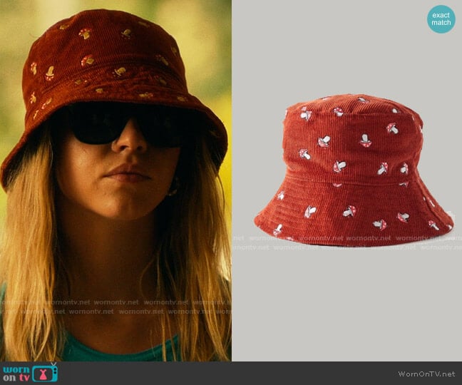 Urban Outfitters Embroidered Corduroy Bucket Hat worn by Olivia Mossbacher (Sydney Sweeney) on The White Lotus