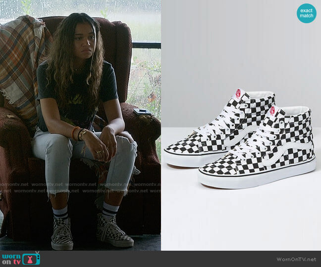 Vans SK8 Hi Checkerboard Sneakers worn by Kiara Carrera (Madison Bailey) on Outer Banks