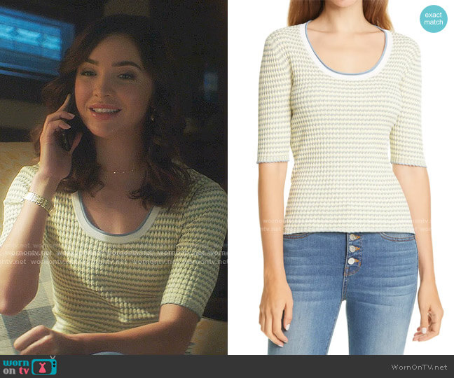 Dany Rib Knit Top by Veronica Beard worn by Bess (Maddison Jaizani) on Nancy Drew