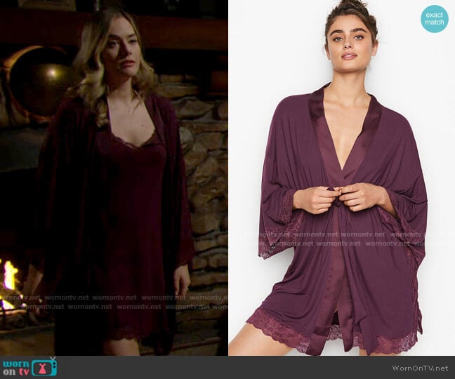 Victorias Secret Modal Kimono Robe worn by Hope Logan (Annika Noelle) on The Bold and the Beautiful