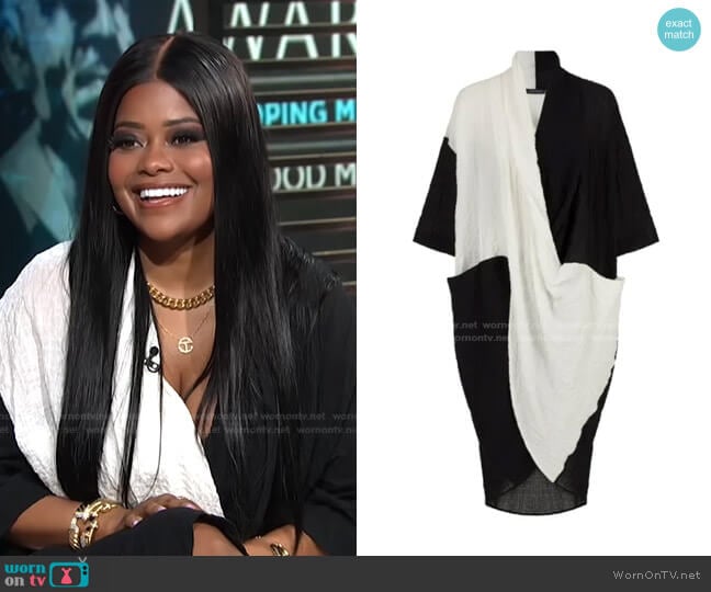 Constrasting Jacquard Dress by Nocturne worn by Karen Civil on E! News Daily Pop