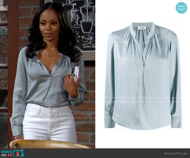 Zadig & Voltaire Tink Blouse worn by Amanda Sinclair (Mishael Morgan) on The Young and the Restless