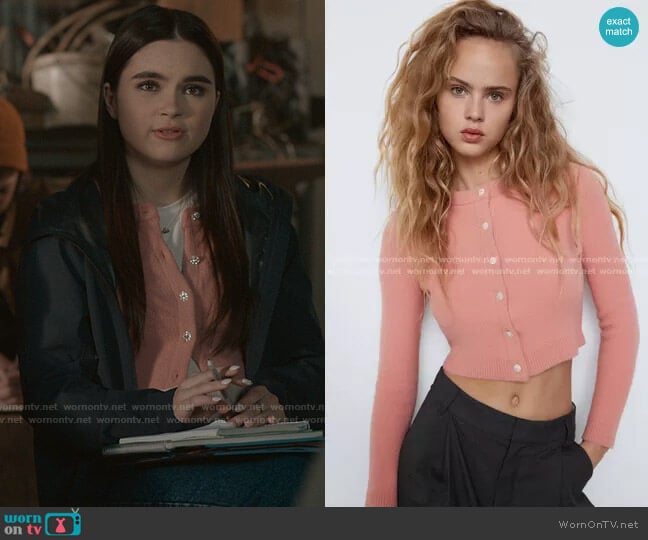 Zara Jewel Button Jacket worn by Bella Whitmore (Landry Bender) on The Republic of Sarah