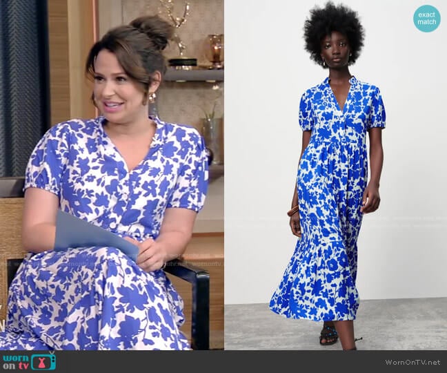 WornOnTV: Katie Lowes’s blue and white floral dress on Live with Kelly ...