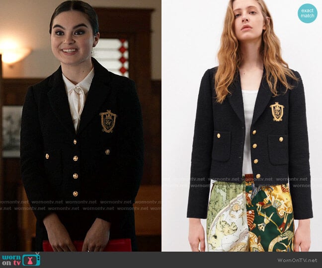 Zara Textured Pocket Blazer worn by Bella Whitmore (Landry Bender) on The Republic of Sarah