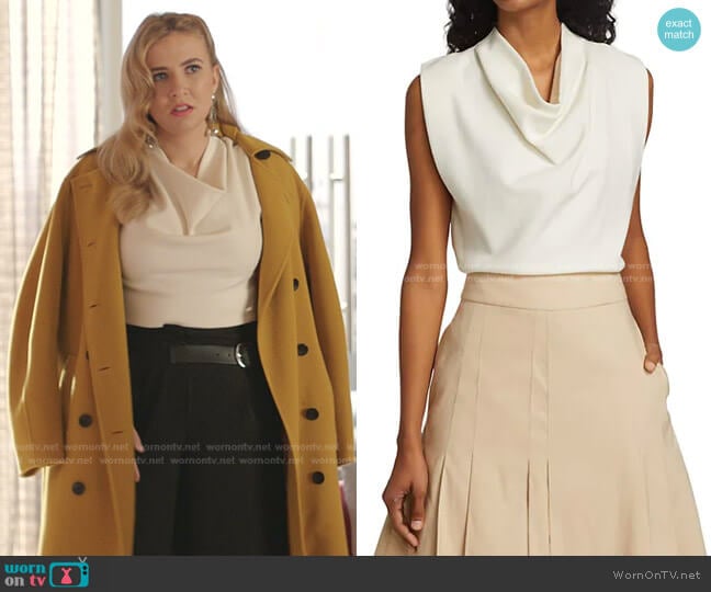 Military Cowl Sleeveless Top by 3.1 Phillip Lim worn by Amanda Carrington (Eliza Bennett) on Dynasty