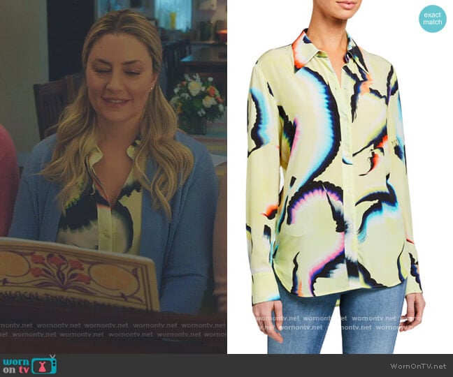 Jayne Printed Button-Down Top by A.L.C. worn by Alice Cooper (Mädchen Amick) on Riverdale