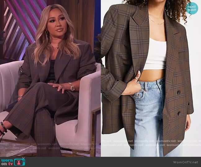 Premium Suit Blazer in heritage Check by ASOS worn by Adrienne Houghton on The Real