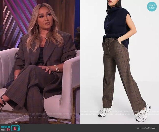 Premium Suit Blazer in heritage Check by ASOS worn by Adrienne Houghton on The Real