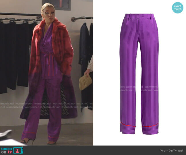 Olbia Piped Silk Pants by Adriana Iglesias worn by Dominique Deveraux (Michael Michele) on Dynasty